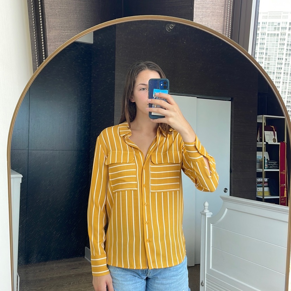 Elodie Gold & White Stripe Blouse